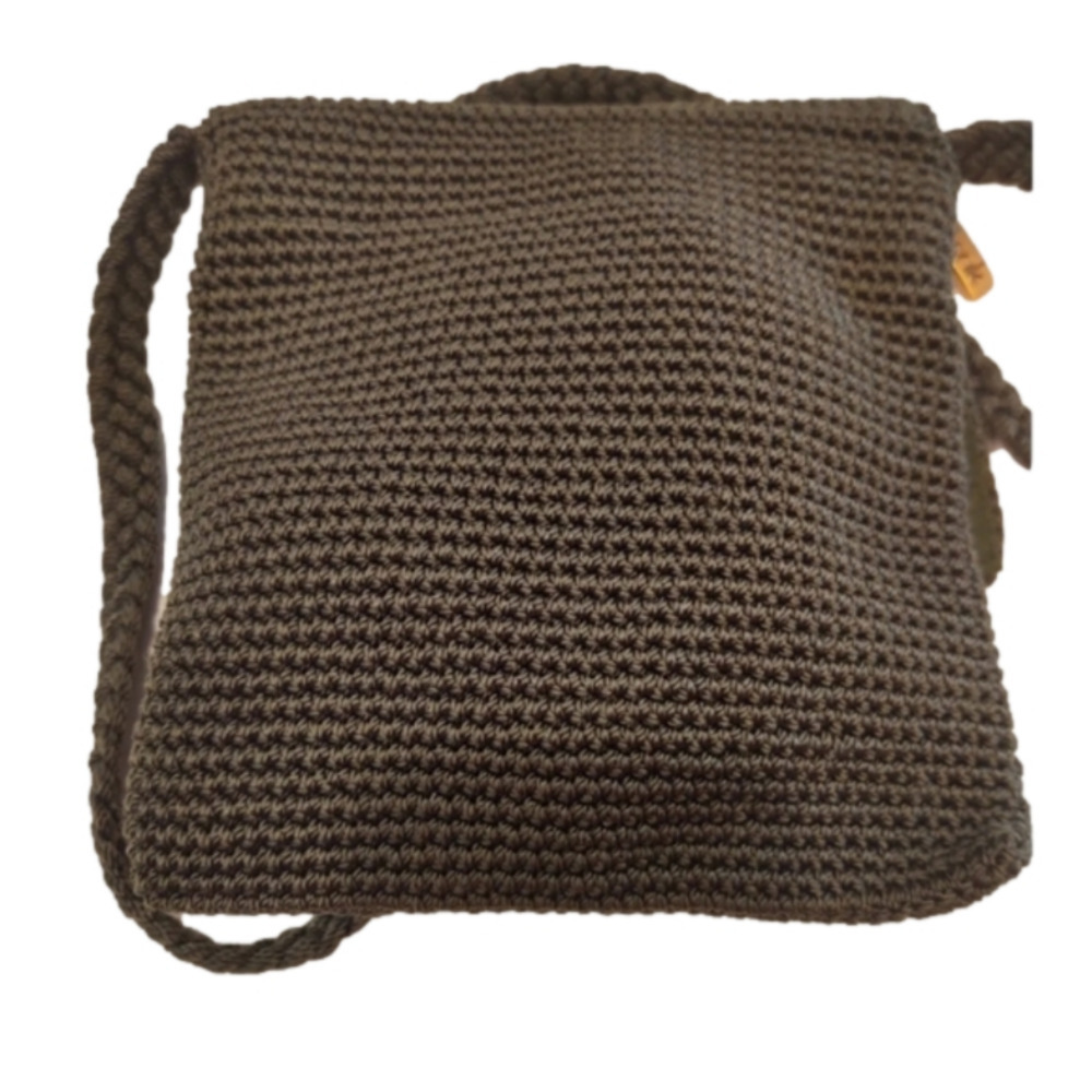 The Sak purse crochet knit brown toupee shoulder purse bag taupe brown